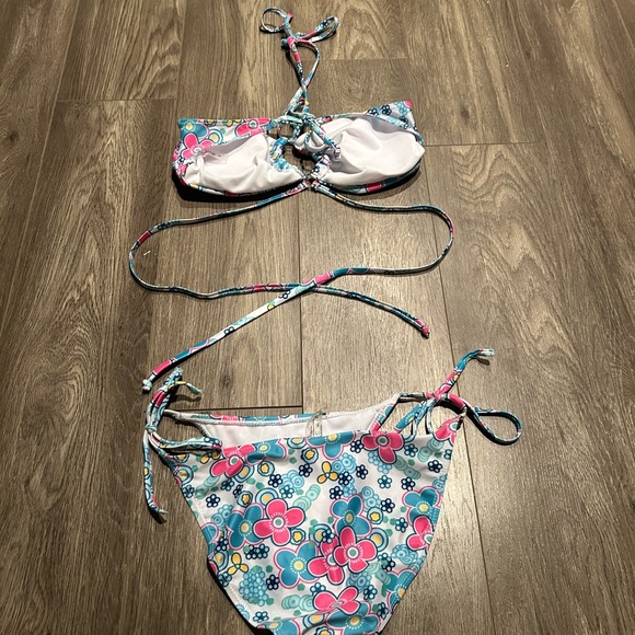 shein flower double tie around bikini size m - Picture 2 of 4